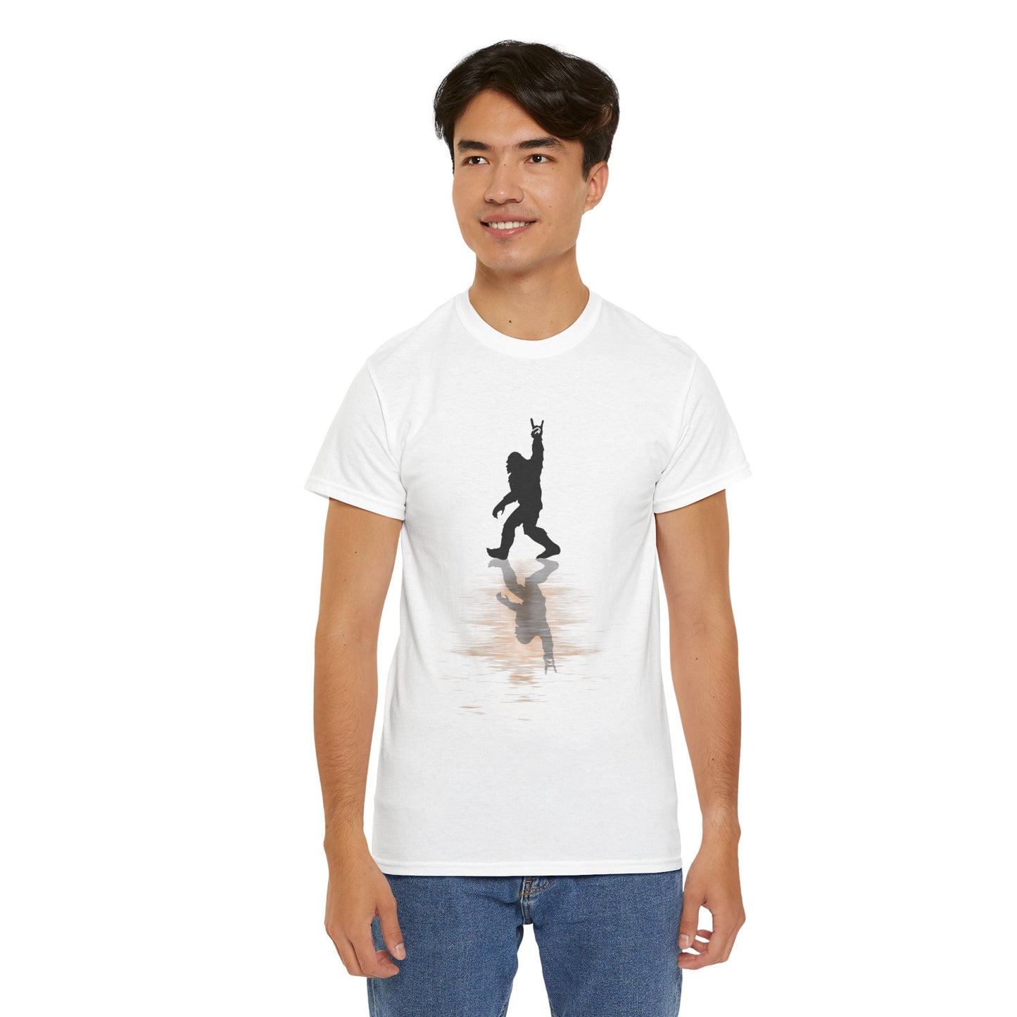 Rocking Bigfoot Cotton Tee - Music Lover Gift, Funny Sasquatch Shirt, Unique Graphic Tee, Outdoor Adventure Apparel