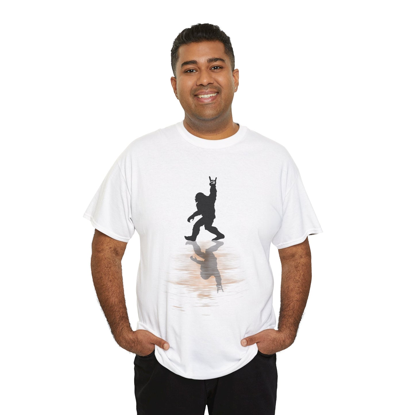 Rocking Bigfoot Cotton Tee - Music Lover Gift, Funny Sasquatch Shirt, Unique Graphic Tee, Outdoor Adventure Apparel