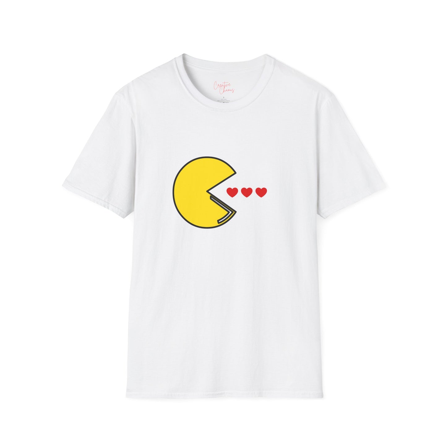 Pac-Man eating hearts retro gamer t-shirt
