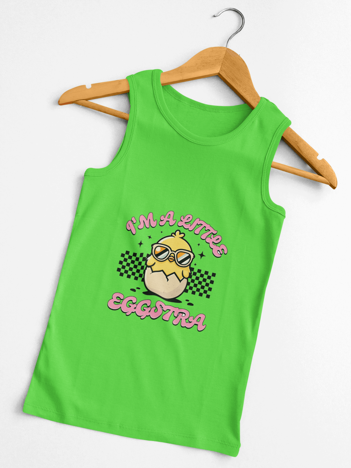 Fun Kid's Jersey Tank Top - "I'm a Little Eggstra" Design