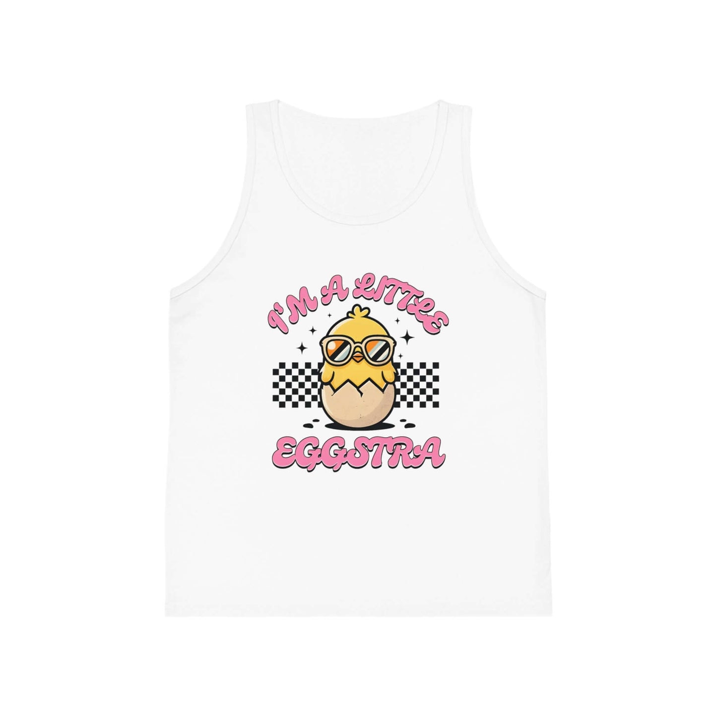 Fun Kid's Jersey Tank Top - "I'm a Little Eggstra" Design