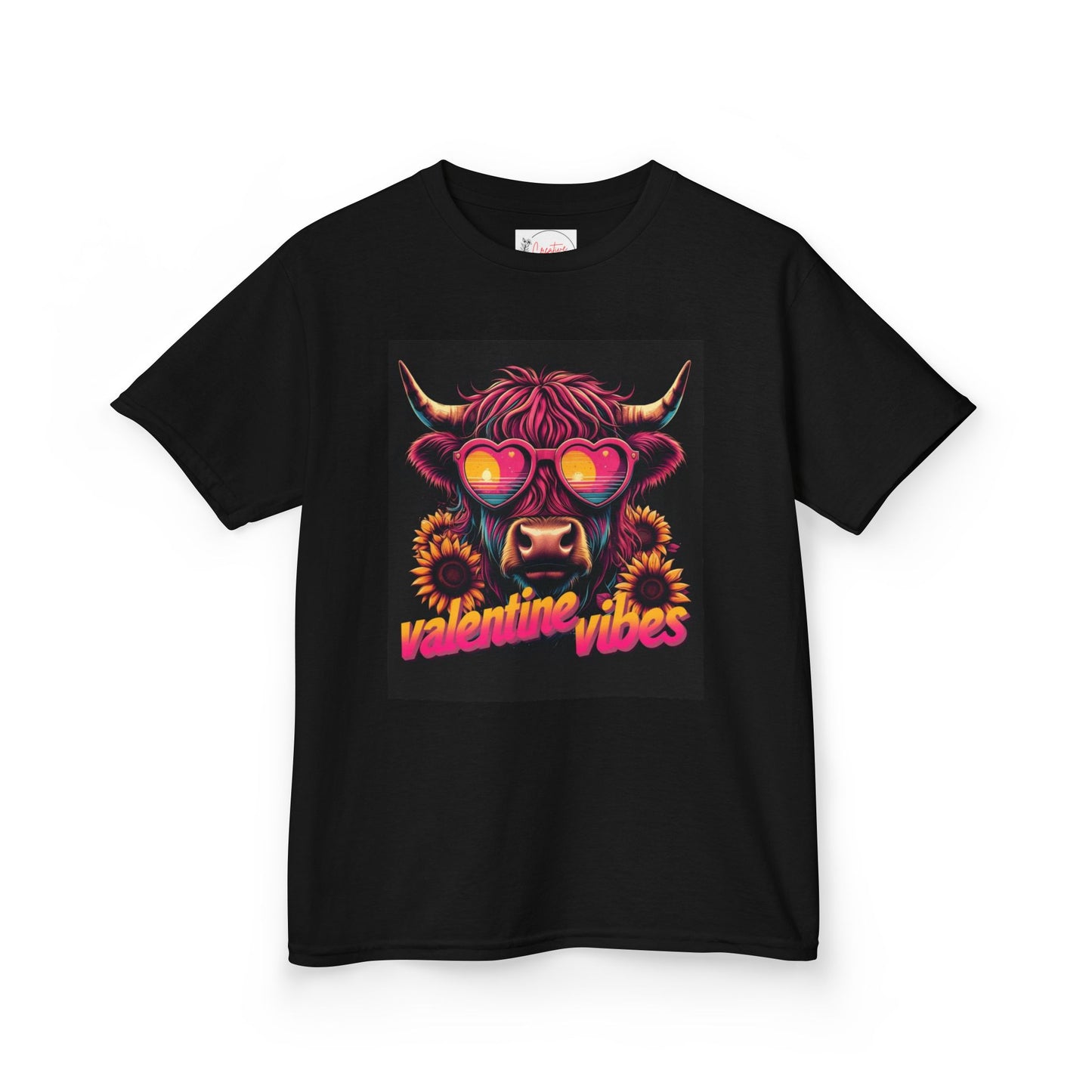 Valentines Vibes Bull with Heart Sunglasses T-Shirt