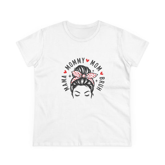 Mommy Mom Bruh Graphic Tee — Cute Messy Bun Shirt