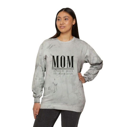 "Mom is Out of Order" Gray Marble Sweatshirt – A Must-Have for Every Tired Mom!