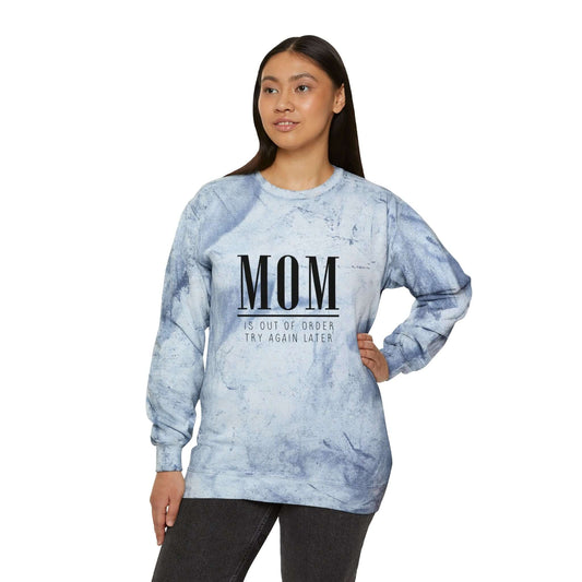 "Mom is Out of Order" Blue Marble Sweatshirt – The Must-Have for Every Mom!