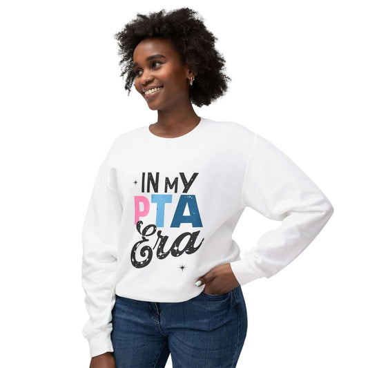 Slay the School Game in the “In My PTA Era” White Sweatshirt