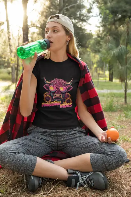 Fun "Valentine Vibes" T-Shirt for Outdoor Adventures