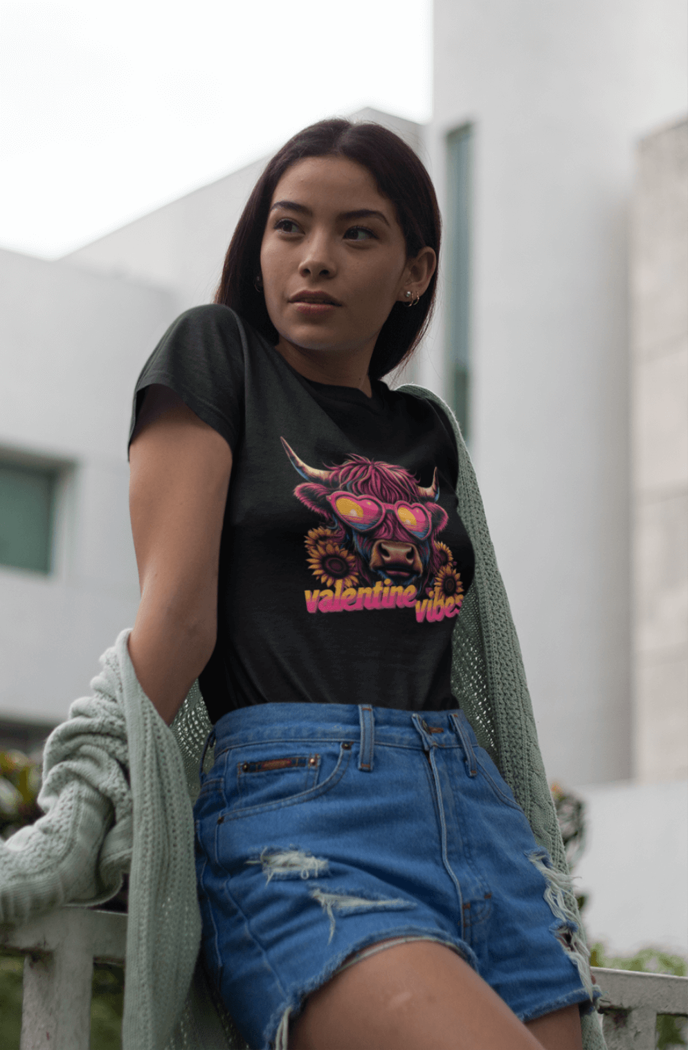 Bold Valentine Vibes with Retro Cow Tee