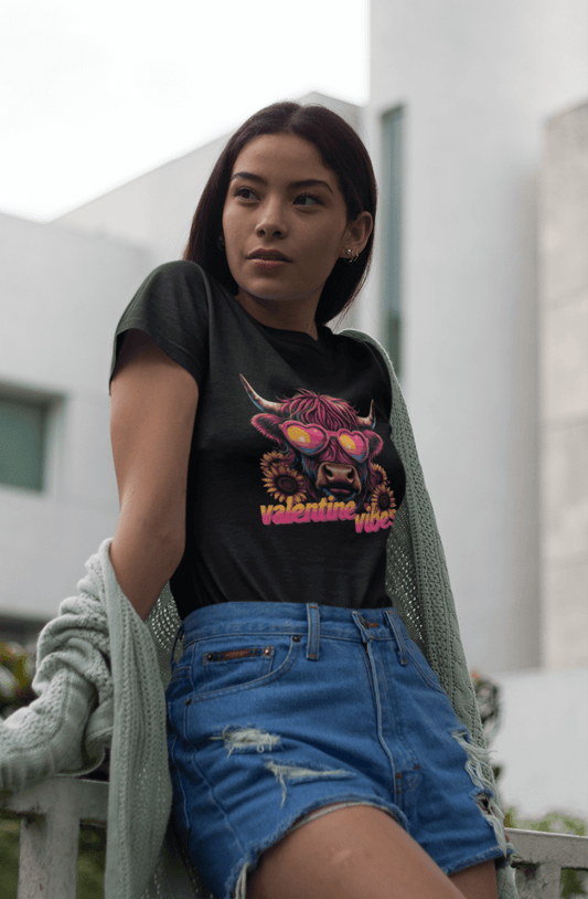 Bold Valentine Vibes with Retro Cow Tee