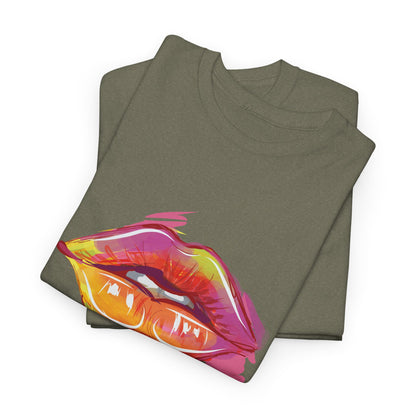 Lip Art Graphic Tee — Colorful Paint Kiss T‑Shirt