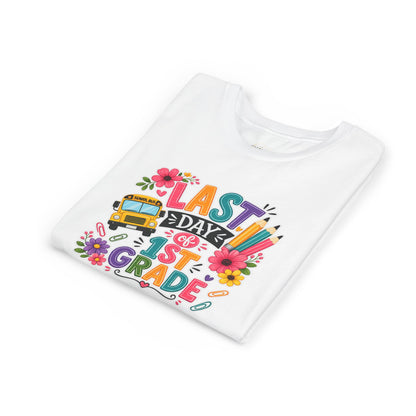 Last Day of 1st Grade Kids T-Shirt — Colorful School Bus & Pencil End-of-Year Shirt