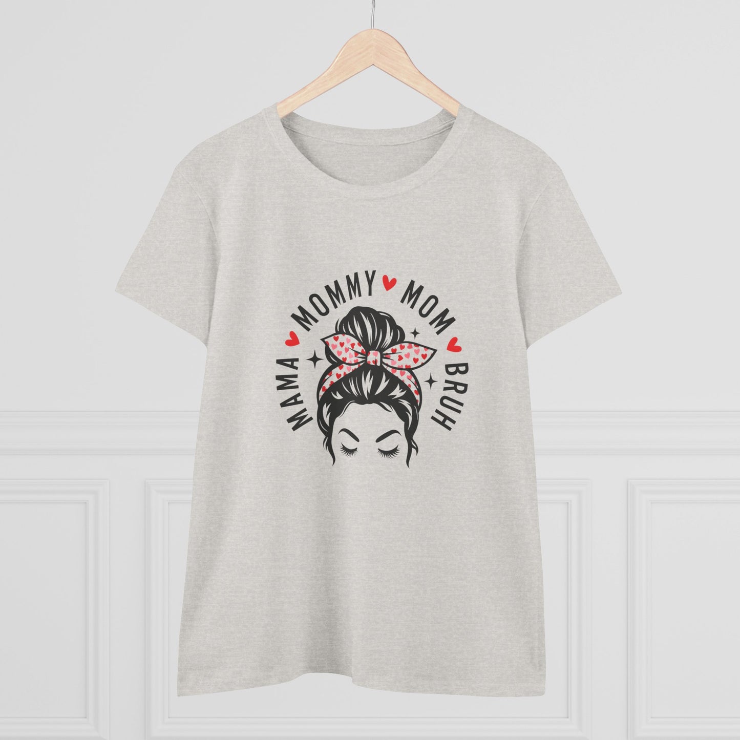 Mommy Mom Bruh Graphic Tee — Cute Messy Bun Shirt