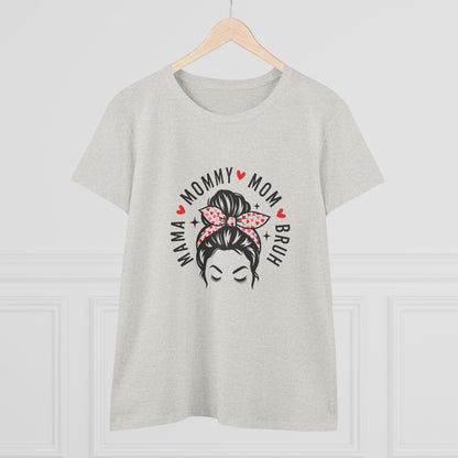 Mommy Mom Bruh Graphic Tee — Cute Messy Bun Shirt