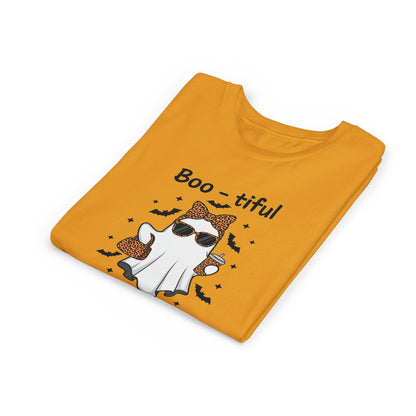 Boo-tiful Ghost Youth T-Shirt Fun Halloween Shirt for Kids, Cute Spooky Tee, Ghost Lover Gift, Youth Short Sleeve Halloween Tee