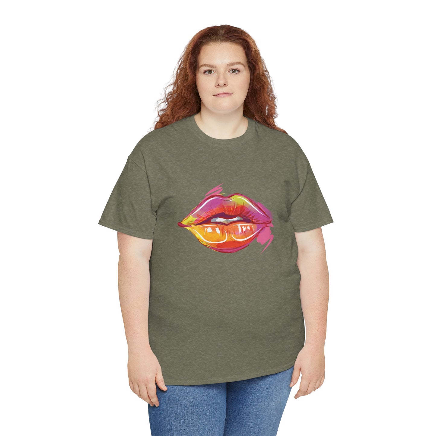 Lip Art Graphic Tee — Colorful Paint Kiss T‑Shirt