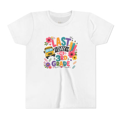 Last Day of 3rd Grade Youth Tee — Colorful School Bus & Pencil End‑of‑Year Shirt