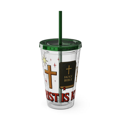 Christ is King Tumbler with Straw, 16oz