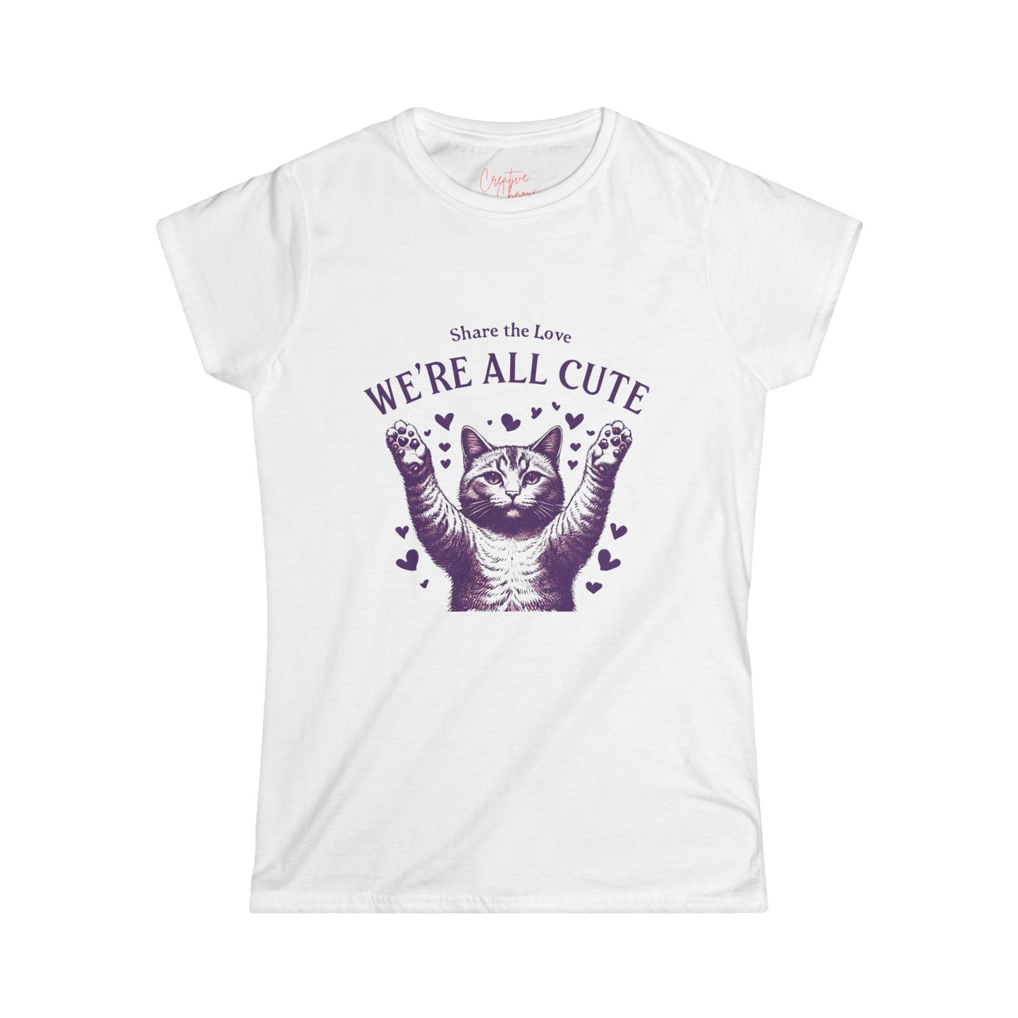 Share the Love Cute Cat with Hearts Design