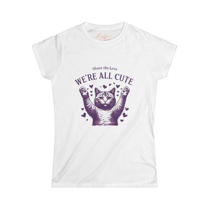 Share the Love Cute Cat with Hearts Design