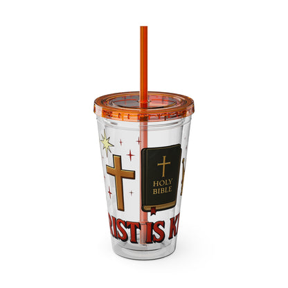 Christ is King Tumbler with Straw, 16oz