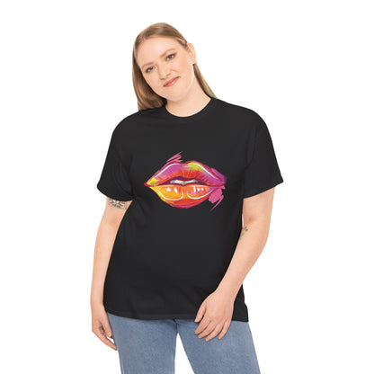Lip Art Graphic Tee — Colorful Paint Kiss T‑Shirt