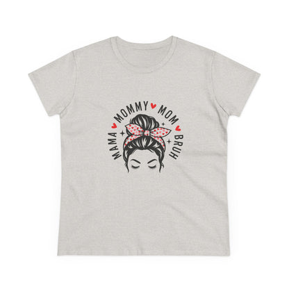 Mommy Mom Bruh Graphic Tee — Cute Messy Bun Shirt