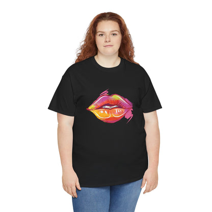 Lip Art Graphic Tee — Colorful Paint Kiss T‑Shirt