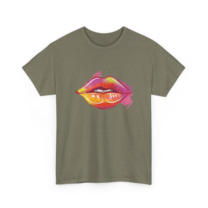 Lip Art Graphic Tee — Colorful Paint Kiss T‑Shirt