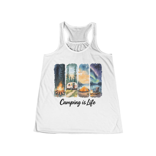 Camping is Life Women's Flowy Tank, Summer Outdoor Top, Nature Lover, Festival Wear, Hiking Tank, Gift