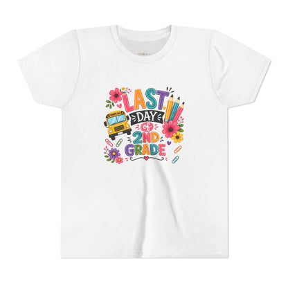Last Day of 2nd Grade Youth Tee - Cute School Bus & Pencil End-of-Year Shirt