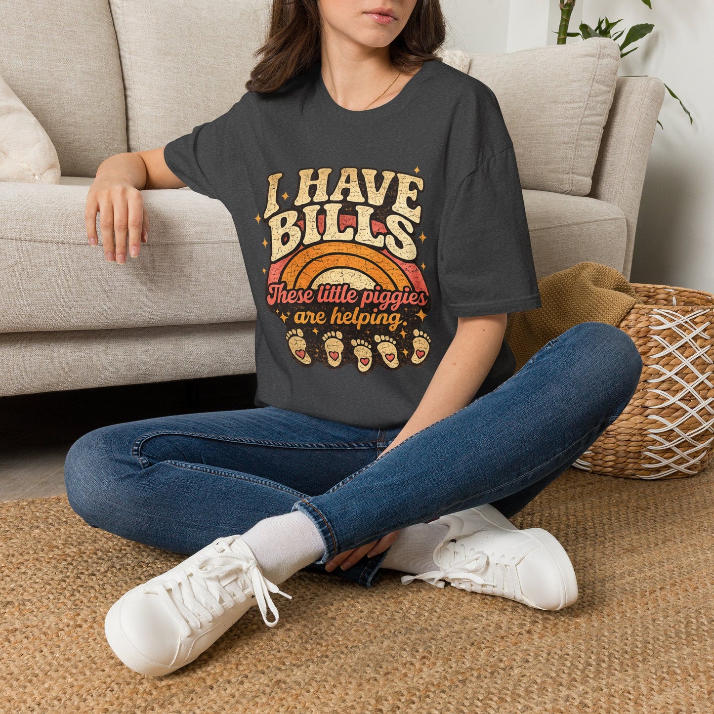I Have Bills - These Little Piggies Are Helping, Funny Retro Graphic Tee, Vintage Sarcastic Humor Shirt