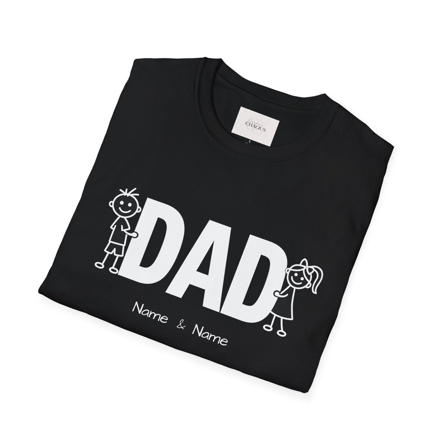 Personalized Dad Shirt with Kids Stick Figures & Custom Names - Father's Day Gift for Dad, Custom Family Tee, Dad Gift from Son & Daughter