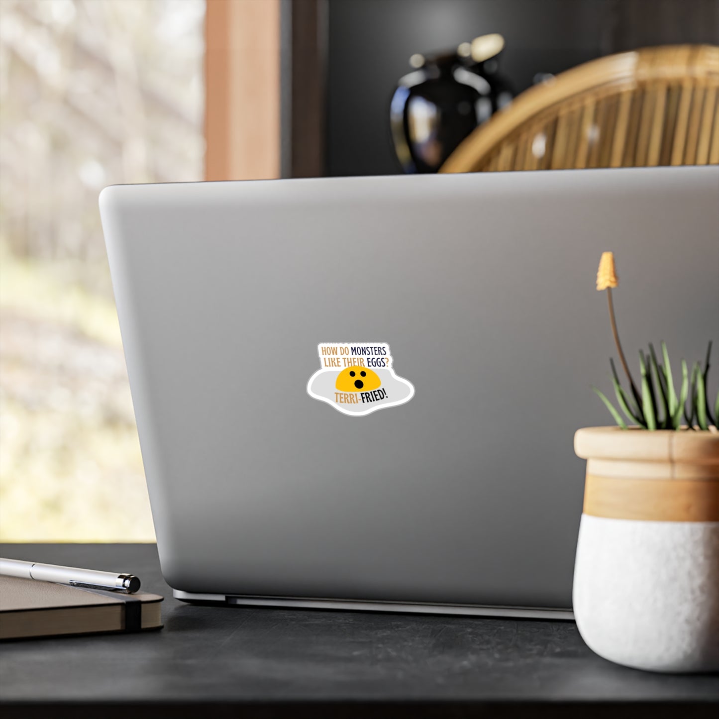 Humorous Fried Egg Monster Joke Vinyl Decal Sticker