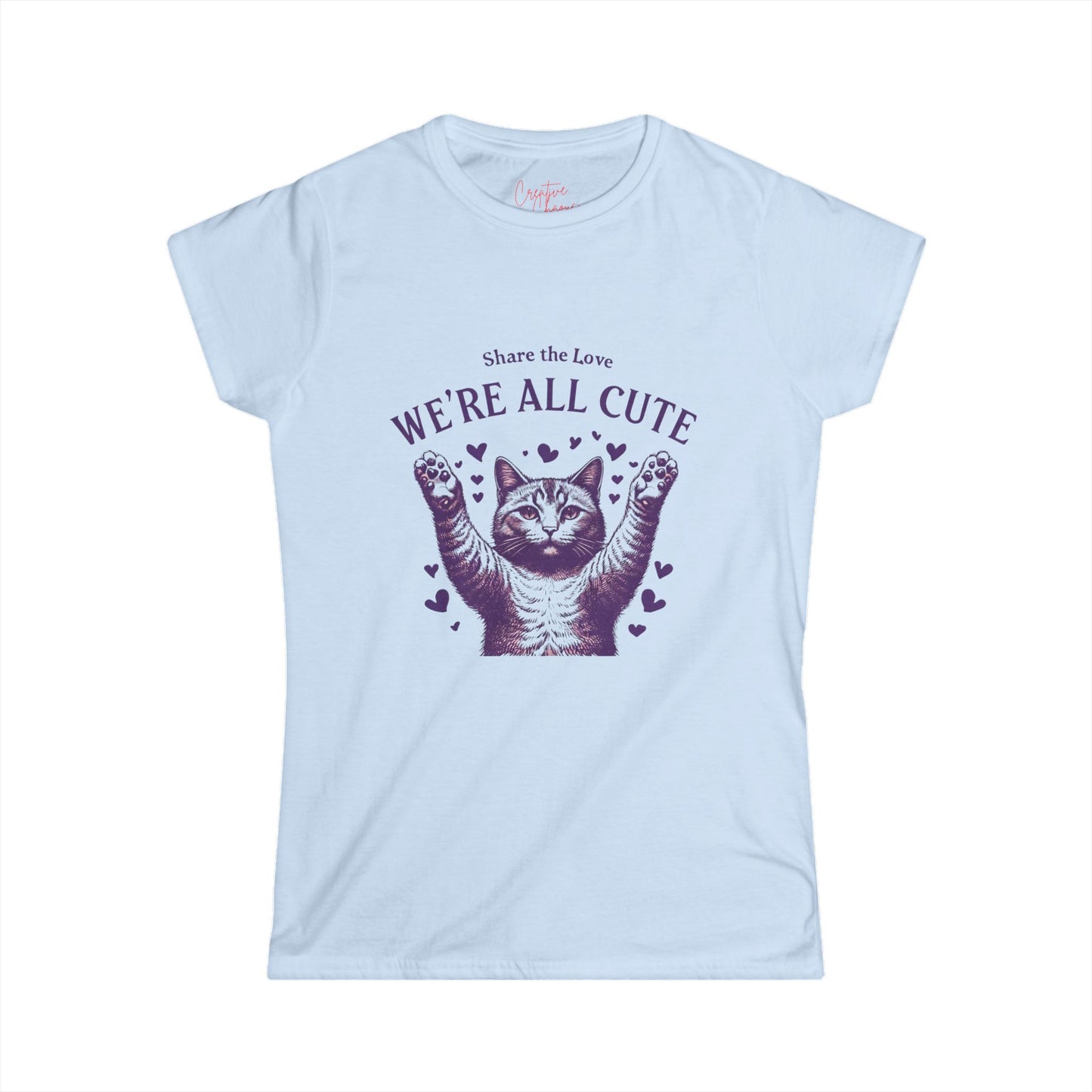 Share the Love Cute Cat with Hearts Design