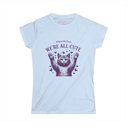 Share the Love Cute Cat with Hearts Design