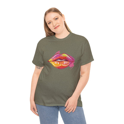 Lip Art Graphic Tee — Colorful Paint Kiss T‑Shirt