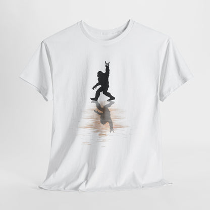 Rocking Bigfoot Cotton Tee - Music Lover Gift, Funny Sasquatch Shirt, Unique Graphic Tee, Outdoor Adventure Apparel