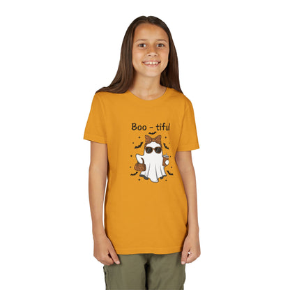 Boo-tiful Ghost Youth T-Shirt Fun Halloween Shirt for Kids, Cute Spooky Tee, Ghost Lover Gift, Youth Short Sleeve Halloween Tee