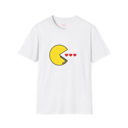Pac-Man eating hearts retro gamer t-shirt