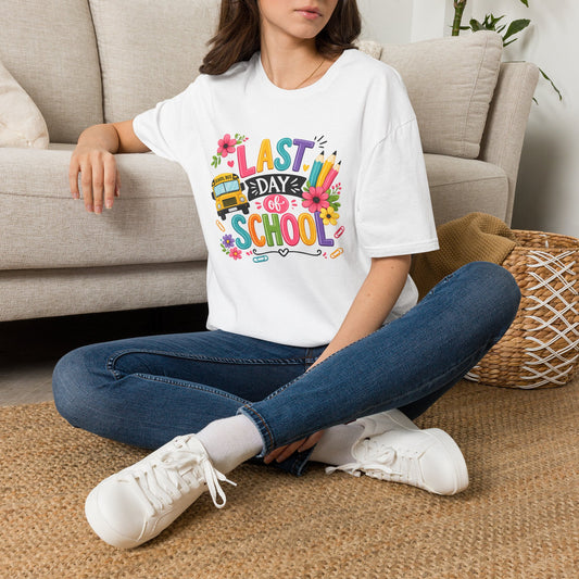 Last Day of School T-Shirt — Colorful School Bus & Pencil Graduation Tee