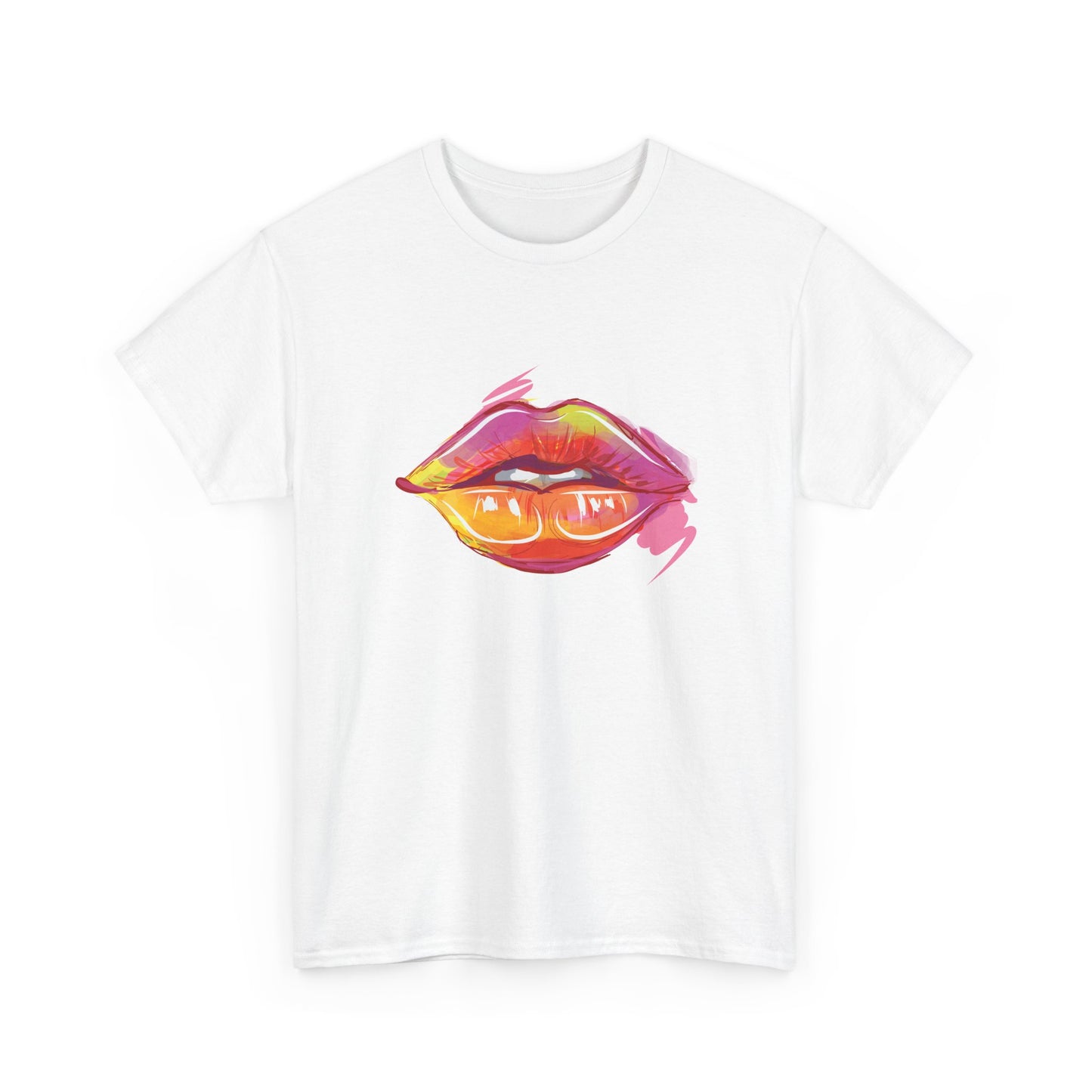 Lip Art Graphic Tee — Colorful Paint Kiss T‑Shirt