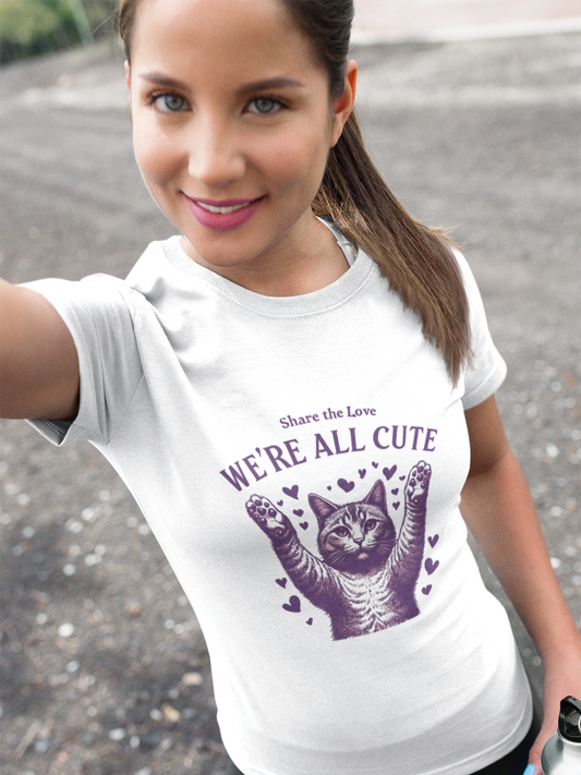 Share the Love Cute Cat with Hearts Design