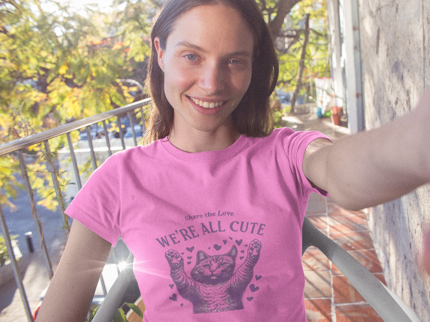 Share the Love Cute Cat with Hearts Design