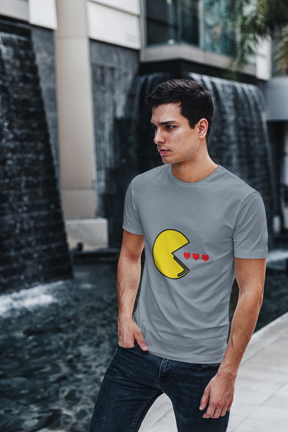 Pac-Man eating hearts retro gamer t-shirt
