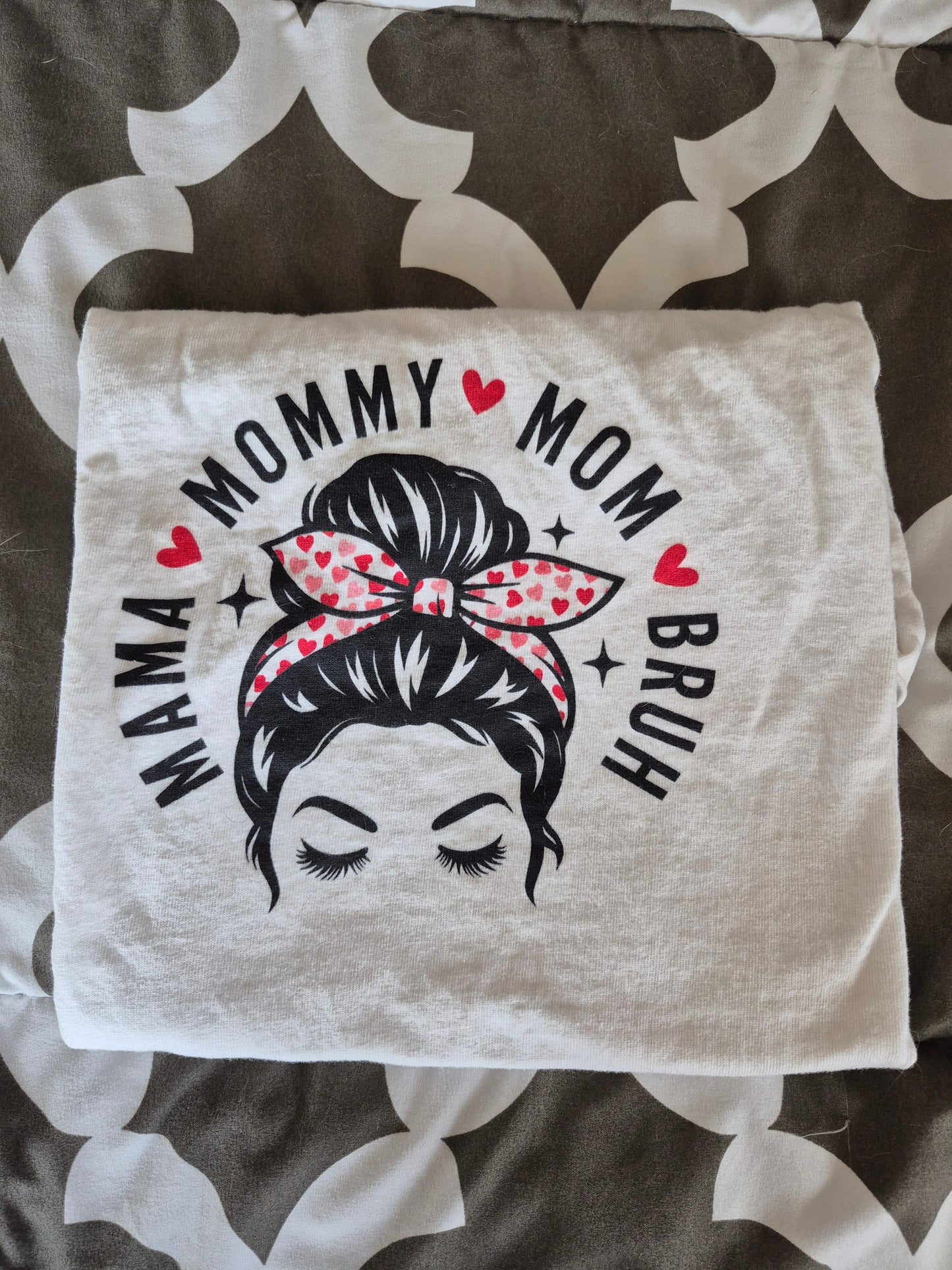 Mommy Mom Bruh Graphic Tee — Cute Messy Bun Shirt