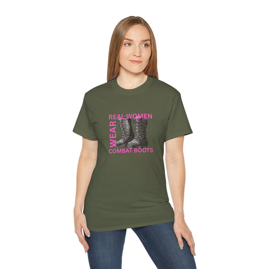 Real Women Wear Combat Boots T-Shirt | Empowerment Military Boot Shirt