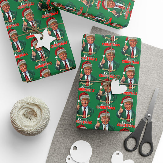 Funny Trump Christmas Wrapping Paper | Political Holiday Gift Wrap | Gag Gift Wrap | White Elephant Party Paper | Christmas Humor Wrap