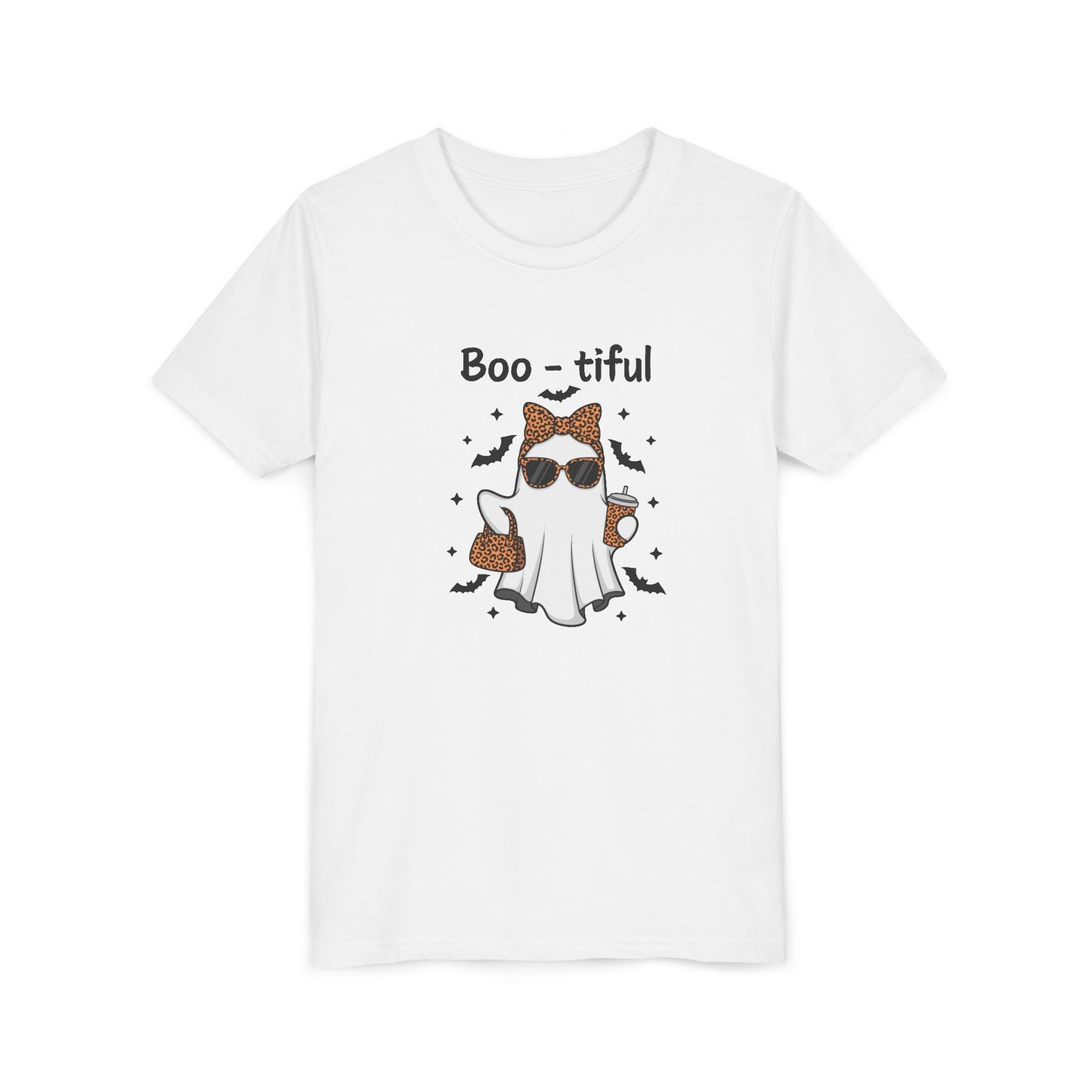 Boo-tiful Ghost Youth T-Shirt Fun Halloween Shirt for Kids, Cute Spooky Tee, Ghost Lover Gift, Youth Short Sleeve Halloween Tee
