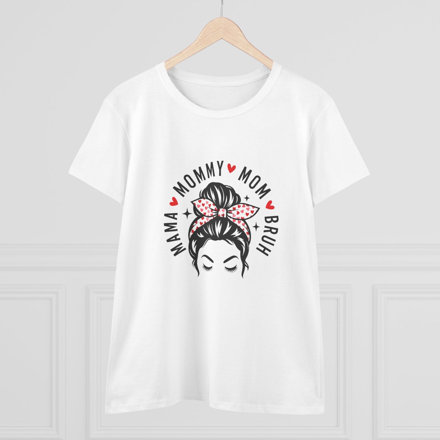 Mommy Mom Bruh Graphic Tee — Cute Messy Bun Shirt
