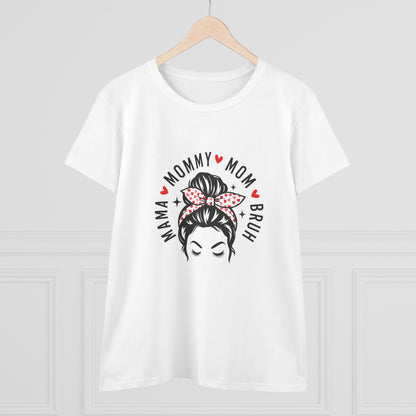 Mommy Mom Bruh Graphic Tee — Cute Messy Bun Shirt